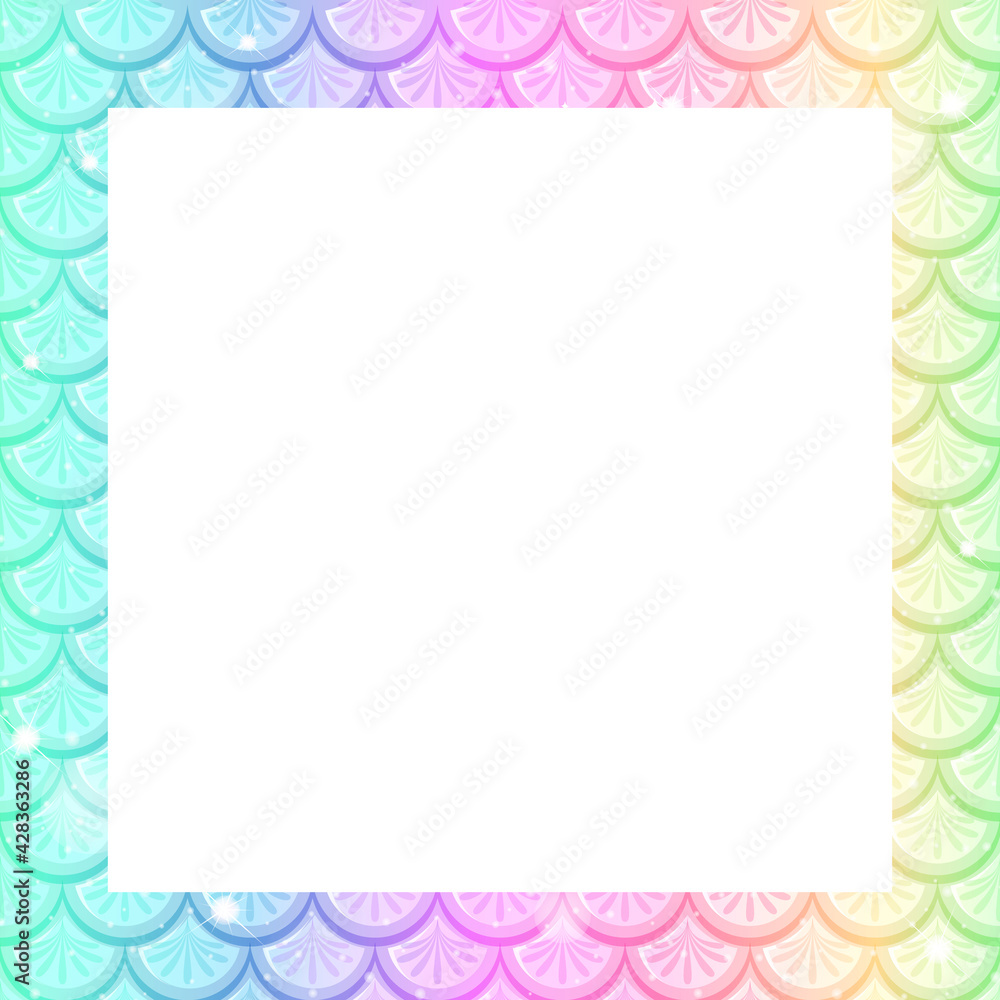 Blank pastel rainbow fish scales frame template Blank pastel rainbow fish scales frame template