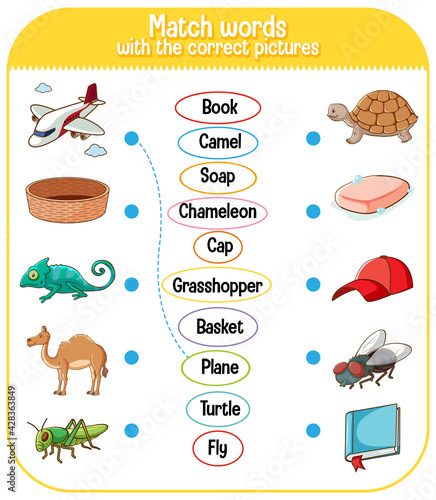 Match words with the correct pictures game for kids
