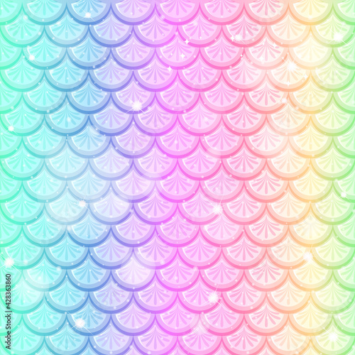 Pastel rainbow fish scales seamless pattern