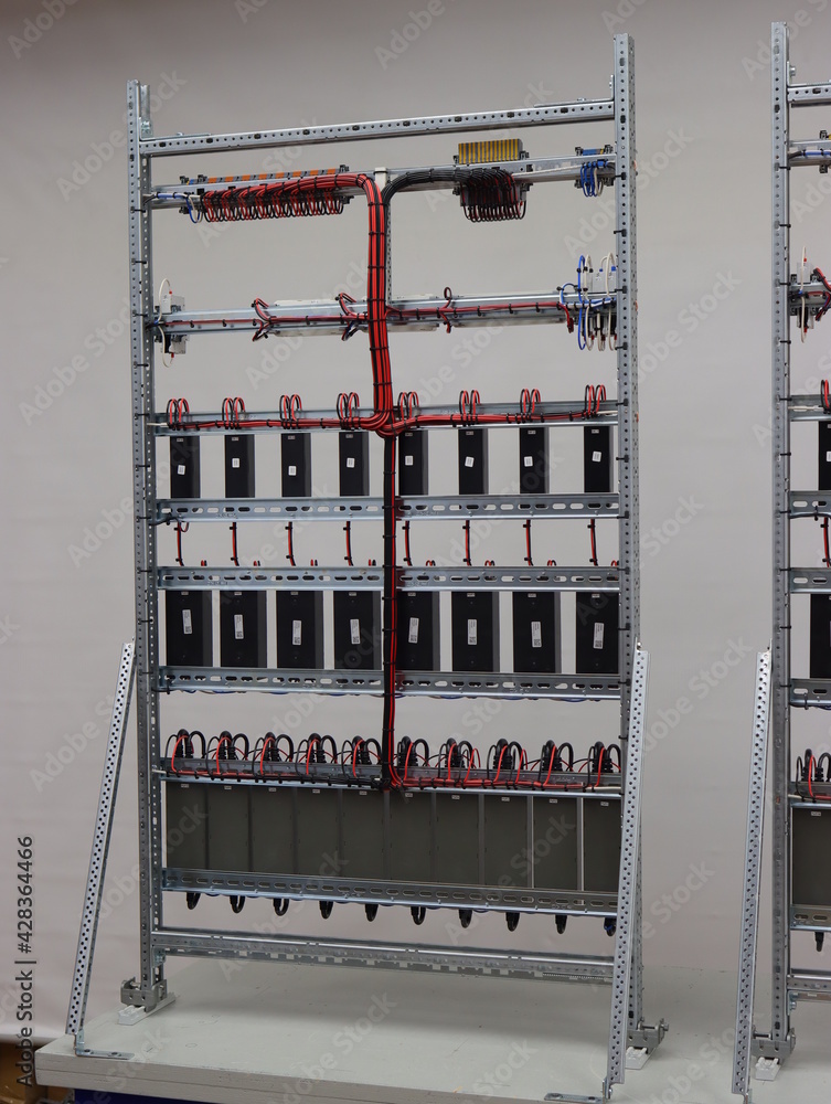Installation of wires in the electrical panel at the back.