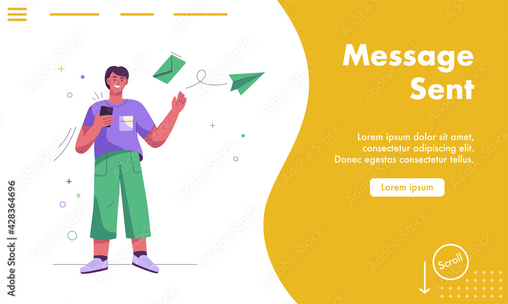 Vector landing page of Message sent concept