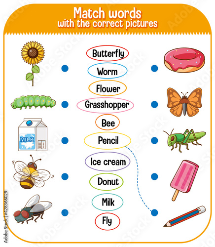 Match words with the correct pictures game for kids