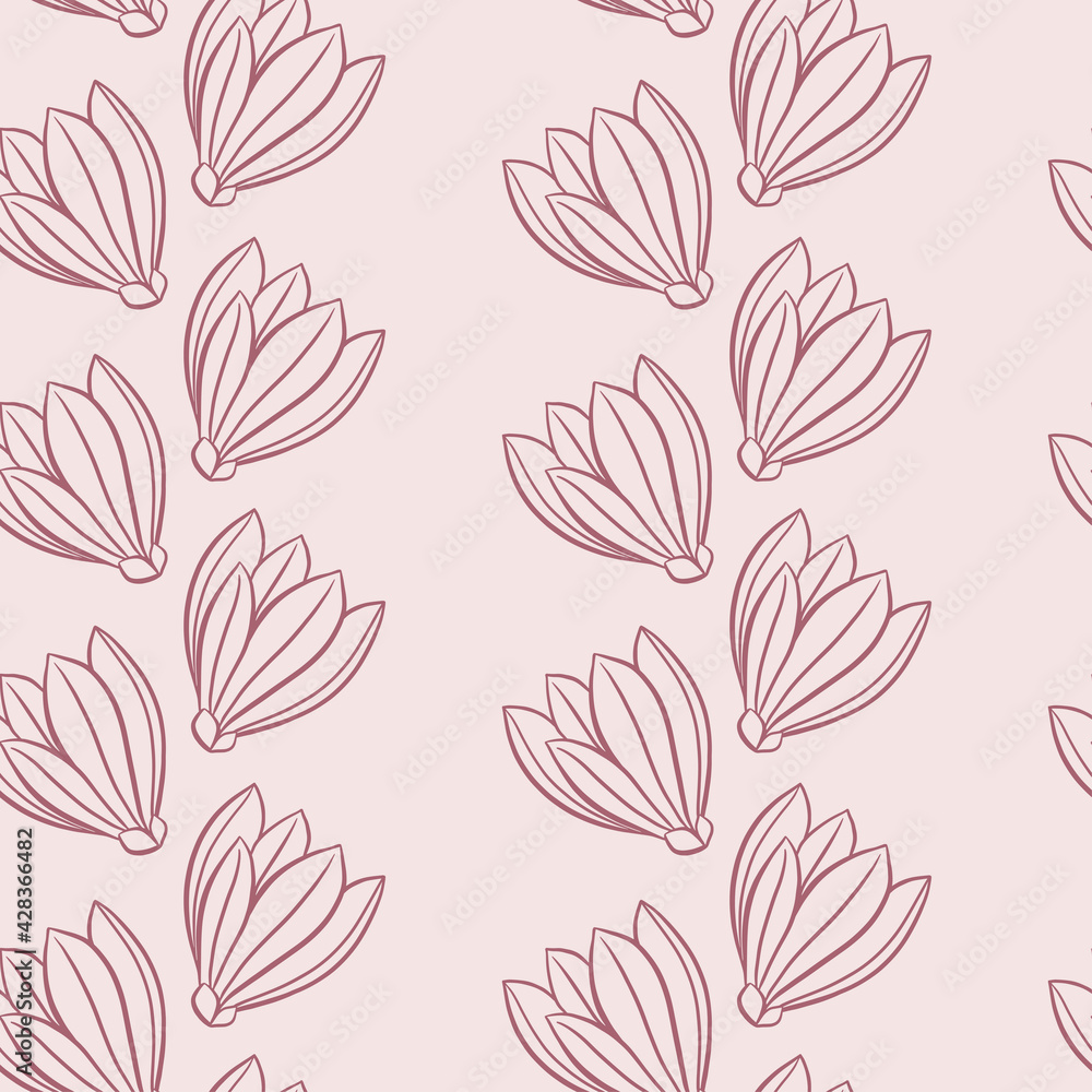 Magnolia seamless pattern. Outline magnolia flowers. Vector illustration. Magnolia seamless pattern. Outline magnolia flowers. Vector illustration.