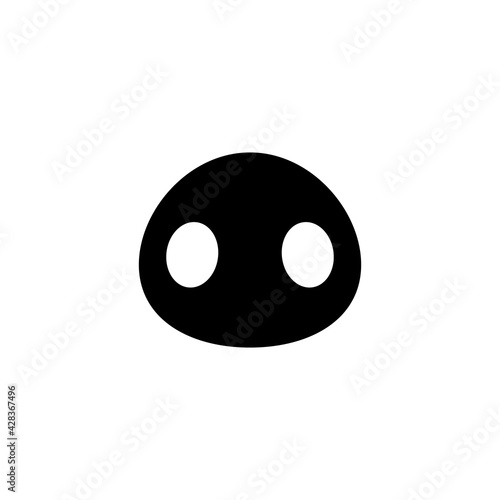 Silhouette of pig nose. Icon and logo. Vector cartoon illustration. Clipart and drawing on white background.  
