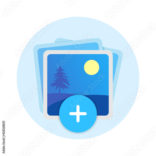 upload or add a picture concept illustration flat design vector eps10. modern graphic element for icon, landing page, empty state ui, infographic