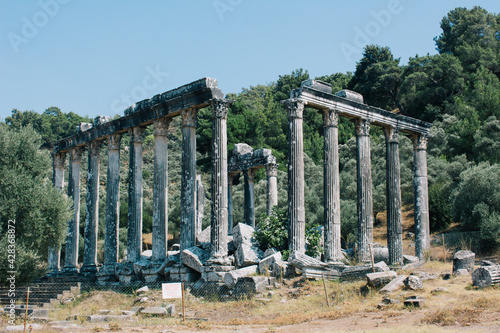 Milas, Muğla / Turkey - July 2019: Euromos Ancient City and Temple of Zeus Lepsynos. photo