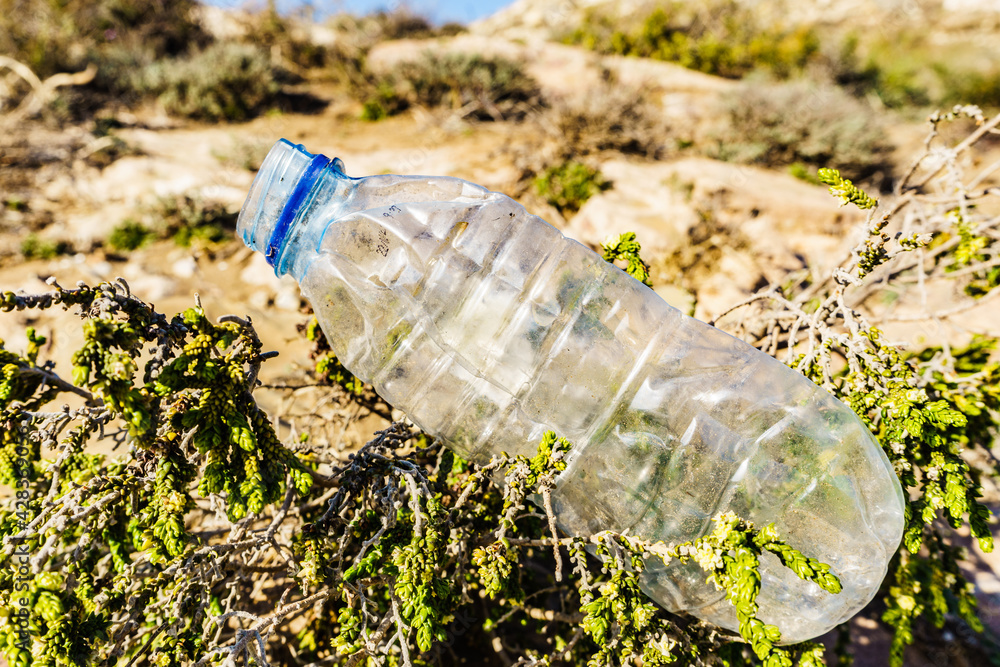 Plastic empty water bottle abandoned on nature Plastic empty water bottle abandoned on nature