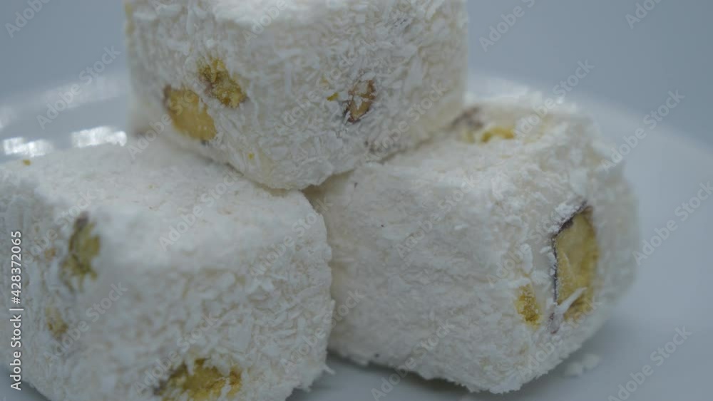 A close up view of Turkish delights with pistachio in Ramadan. A close up view of Turkish delights with pistachio in Ramadan.