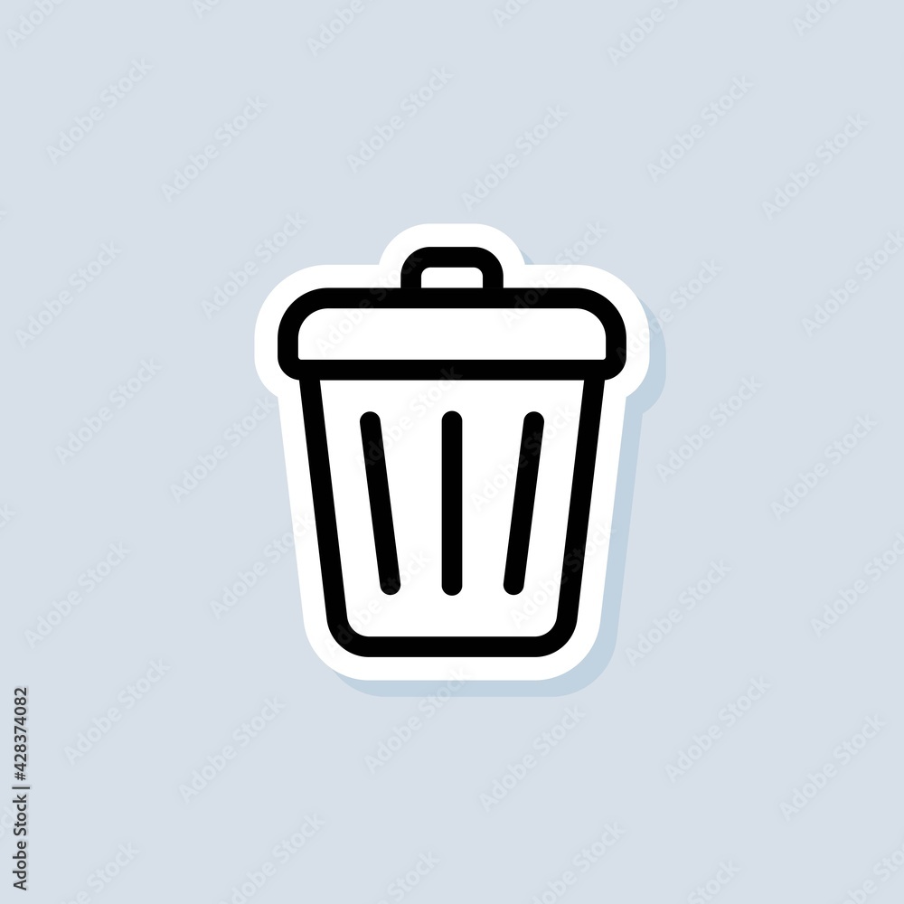 Trash can sticker. Delete button. Rubbish basket. Vector on isolated background. EPS 10 Trash can sticker. Delete button. Rubbish basket. Vector on isolated background. EPS 10
