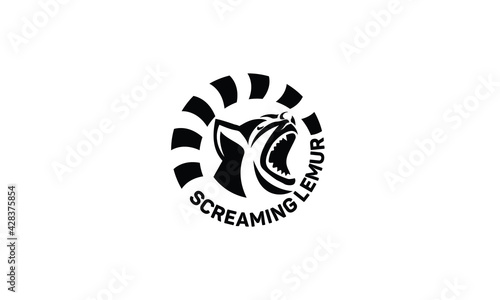 Screaming lemur logo vector icon illustration