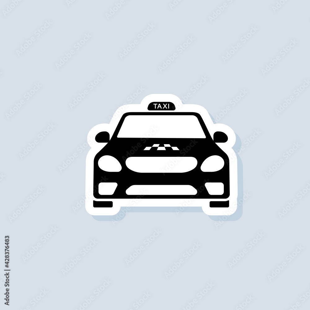 Taxi service sticker. Taxi icon. Car, vehicle, driver. Vector on isolated background. EPS 10