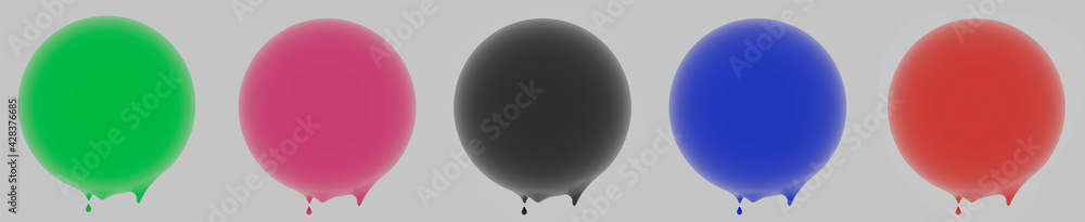 Isolated spheres on a white background. Black, Blue, Red, Yellow, Green Isolated spheres on a white background. Black, Blue, Red, Yellow, Green