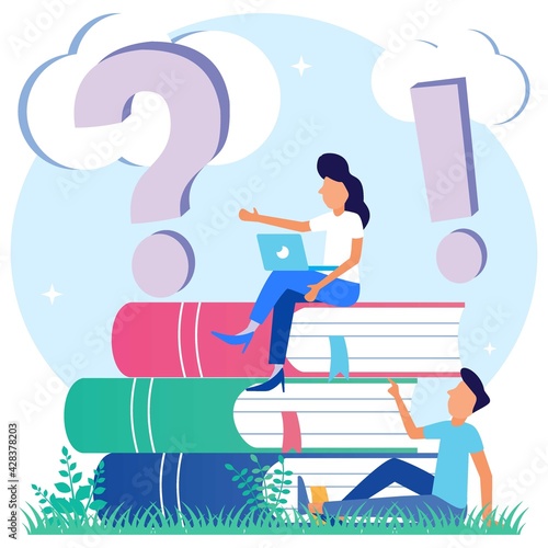 Illustration vector graphic cartoon character of answering questions