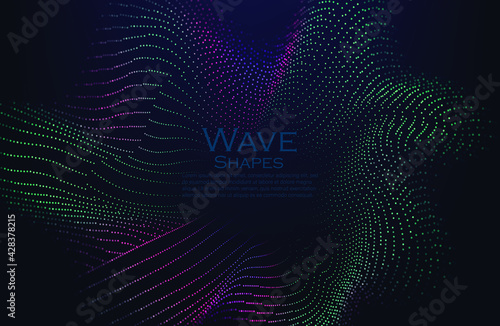 Abstract dark Geometrical Background with wave. Connection structure. Science background. onnecting dots . Big data visualization and Business .Vector illustration. music wave