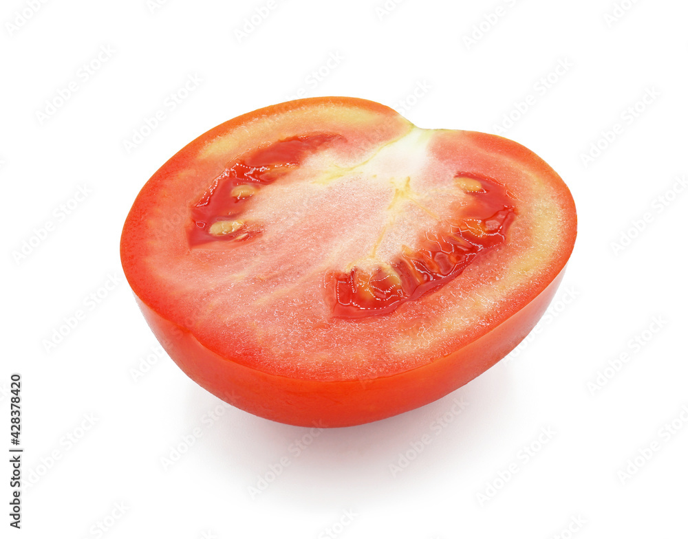 Fresh red tomato cut in half, Isolated on white background Fresh red tomato cut in half, Isolated on white background