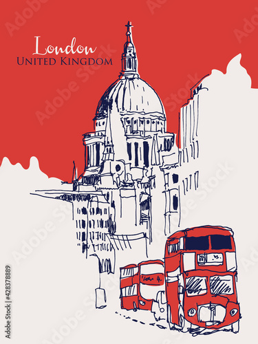 Drawing sketch illustration of London, UK