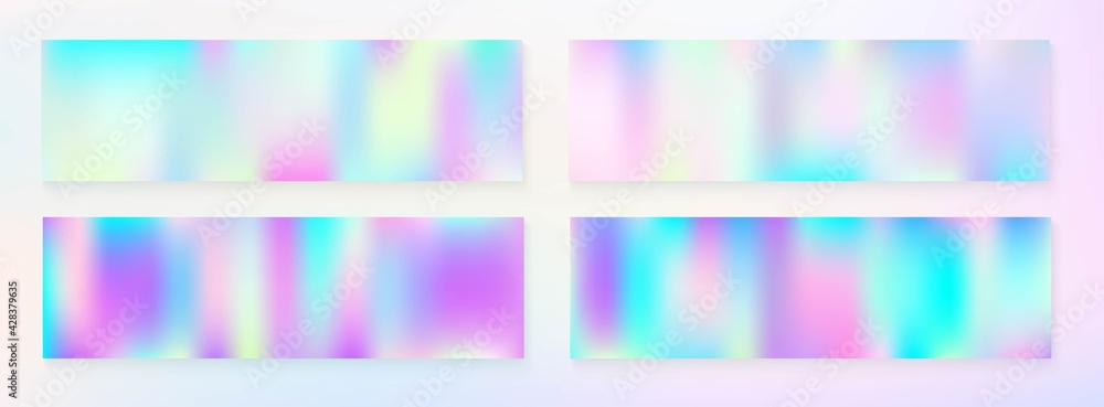 Fototapeta premium Holograph Minimal Banner. Fluorescent Holographic Dreamy Girlie