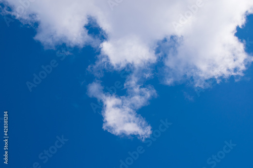 Blue sky with clouds. Beautiful background with copy space.
