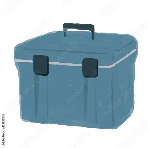 アウトドア　クーラーボックス　BBQ　イラスト　手描き　水彩
