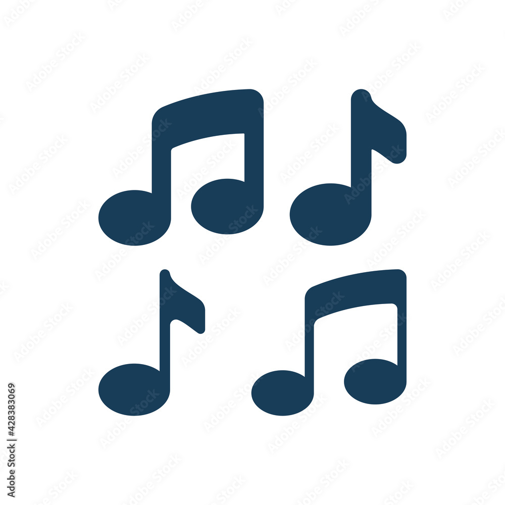 Music notes. Set of musical note icons. Thin and bold music note