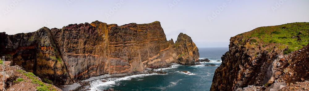 Rock layers at the cliffs of Ponta de São Lourenço