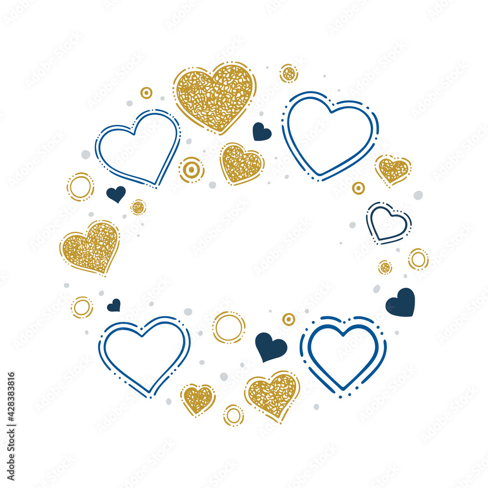 Hearts. Hand drawn hearts and design elements illustration with text place. Doodle drawing romantic background with different hearts symbols. Part of set. Hearts. Hand drawn hearts and design elements illustration with text place. Doodle drawing romantic background with different hearts symbols. Part of set.