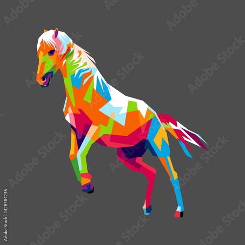 Horse jump in wpap art style, colorful. vector illustration. Eps file © Hamdan