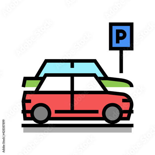 street parking color icon vector. street parking sign. isolated symbol illustration