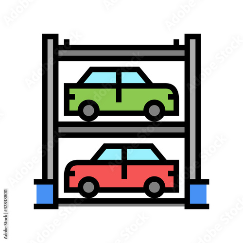 multilevel automobile parking color icon vector. multilevel automobile parking sign. isolated symbol illustration