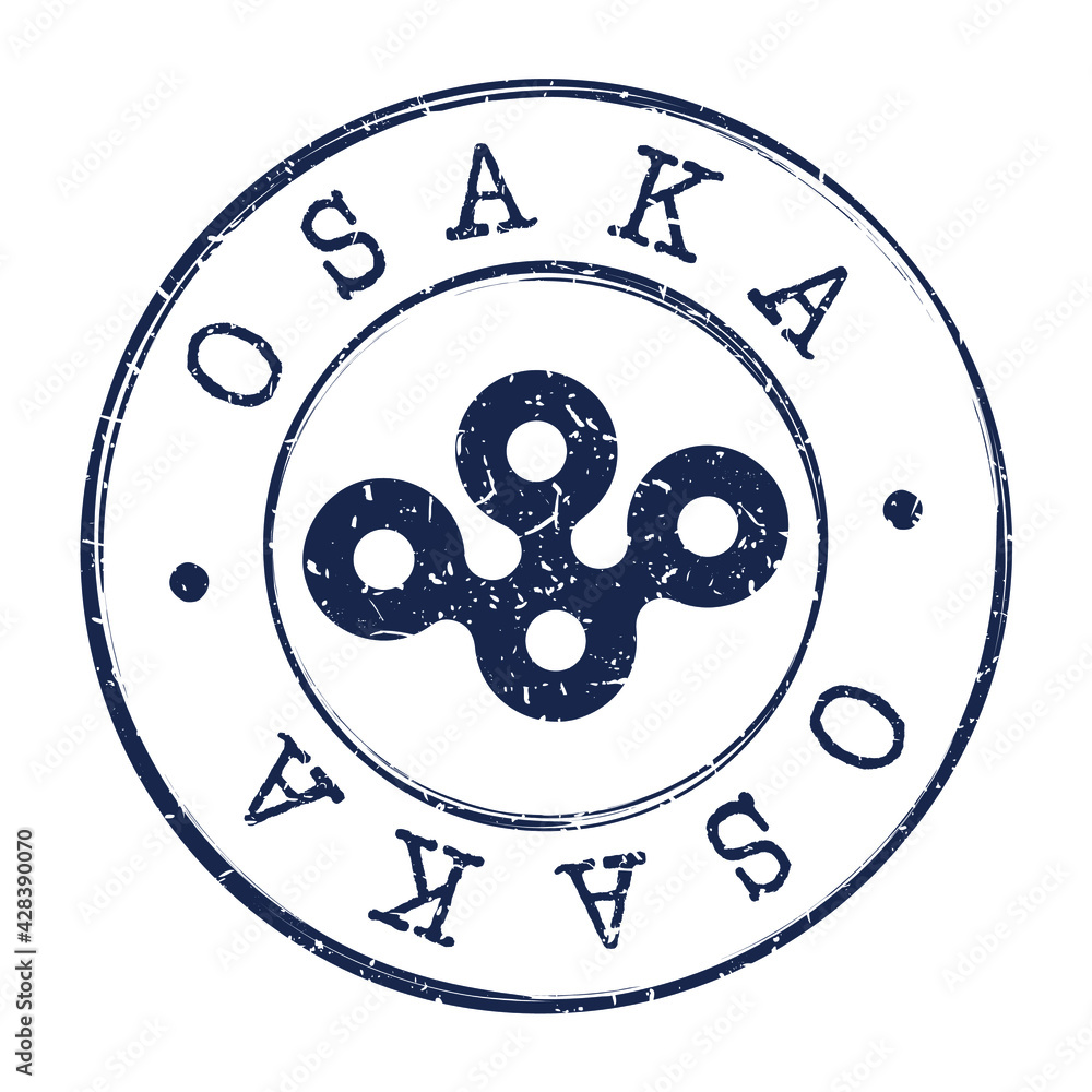 Osaka, Japan Stamp Postal. Silhouette Seal. Flag Passport Round Design. Vector Icon. Design Retro Travel. National Symbol.