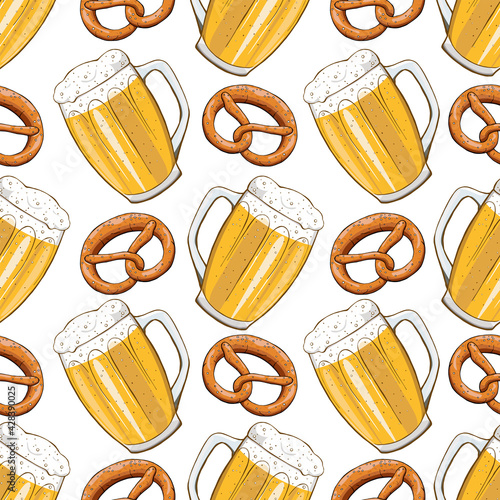 beer mug seamless pattern