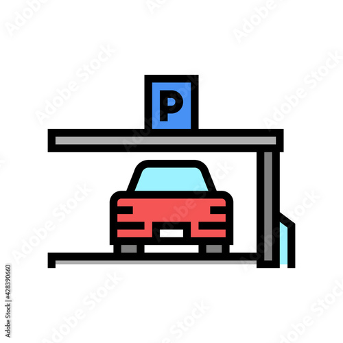 car on place of parking color icon vector. car on place of parking sign. isolated symbol illustration