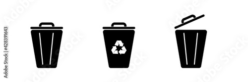 illustration of street and in-house trash bins.