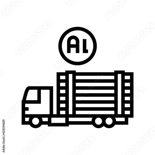 transportation and delivery aluminium production line icon vector. transportation and delivery aluminium production sign. isolated contour symbol black illustration