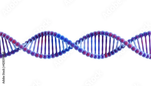 3D illustration DNA structure isolated background.