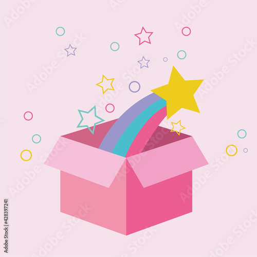 Magic pink box flat design vector image