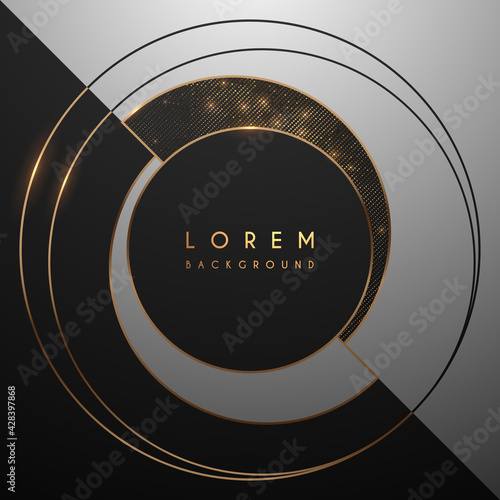 Black white and gold circle luxury background
