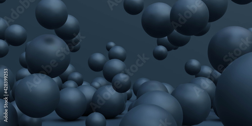 abstract blue light geometric shape balls spheres 3d render illustration