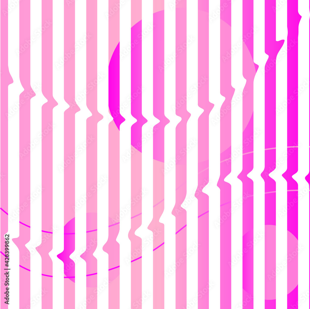 Soft and bright pink gradient background with moving circles behind white lines in the shape of geometric wave Soft and bright pink gradient background with moving circles behind white lines in the shape of geometric wave