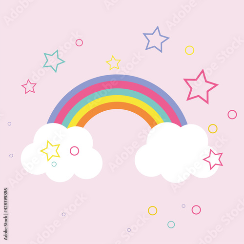 Magic rainbow and clouds flat design vector image