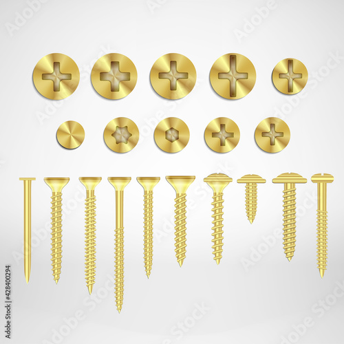 Metal gold screws 