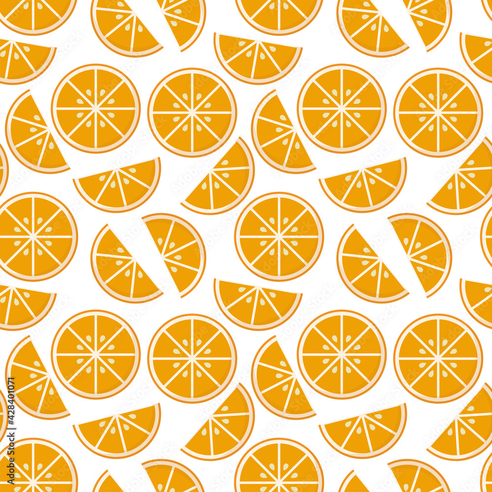 Orange pattern. Fruit repeated background. Vector bright print for fabric or wallpaper. Orange pattern. Fruit repeated background. Vector bright print for fabric or wallpaper.