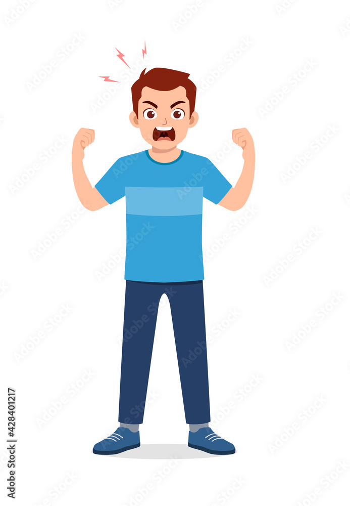 Fototapeta premium young good looking man get angry and scream