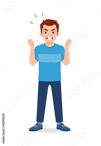 young good looking man get angry and scream