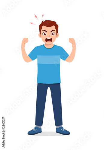 young good looking man get angry and scream