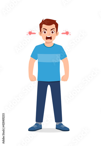 young good looking man get angry and scream