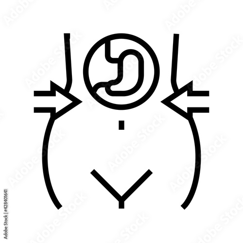 reducing stomach for weight loss line icon vector. reducing stomach for weight loss sign. isolated contour symbol black illustration