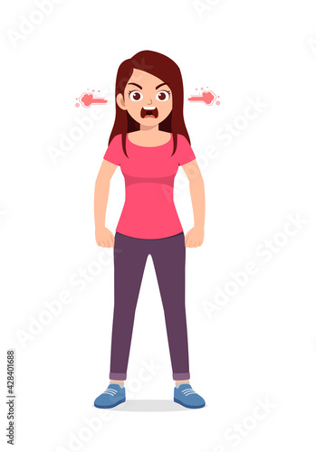 young good looking woman get angry and scream