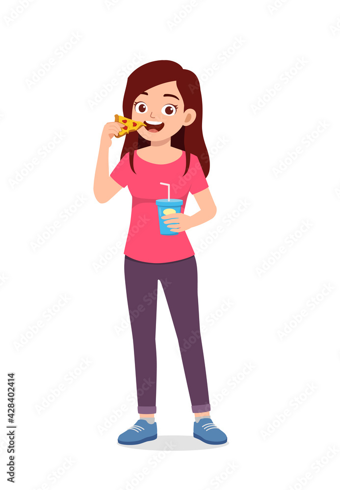 young good looking woman eat unhealthy fast food young good looking woman eat unhealthy fast food