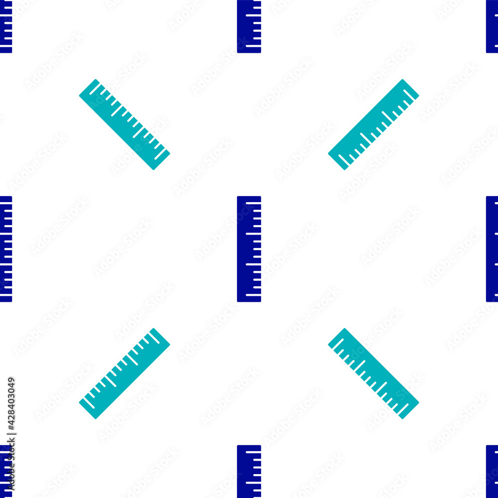 Blue Ruler icon isolated seamless pattern on white background. Straightedge symbol. Vector Blue Ruler icon isolated seamless pattern on white background. Straightedge symbol. Vector